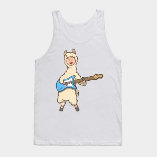 Comic llama plays electric guitar Tank Top